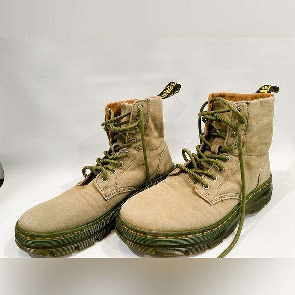 Vintage dr marten green maelly combat boots men’s 8 women’s 9 doc martens canvas - Picture 11 of 16